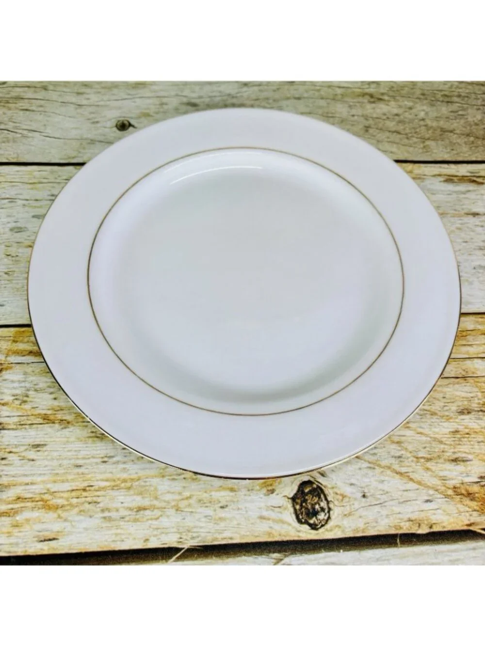 Vintage Kmart ELEGANT GOLD White Gold Trim Rim Porcelain Salad Plates Set of 4